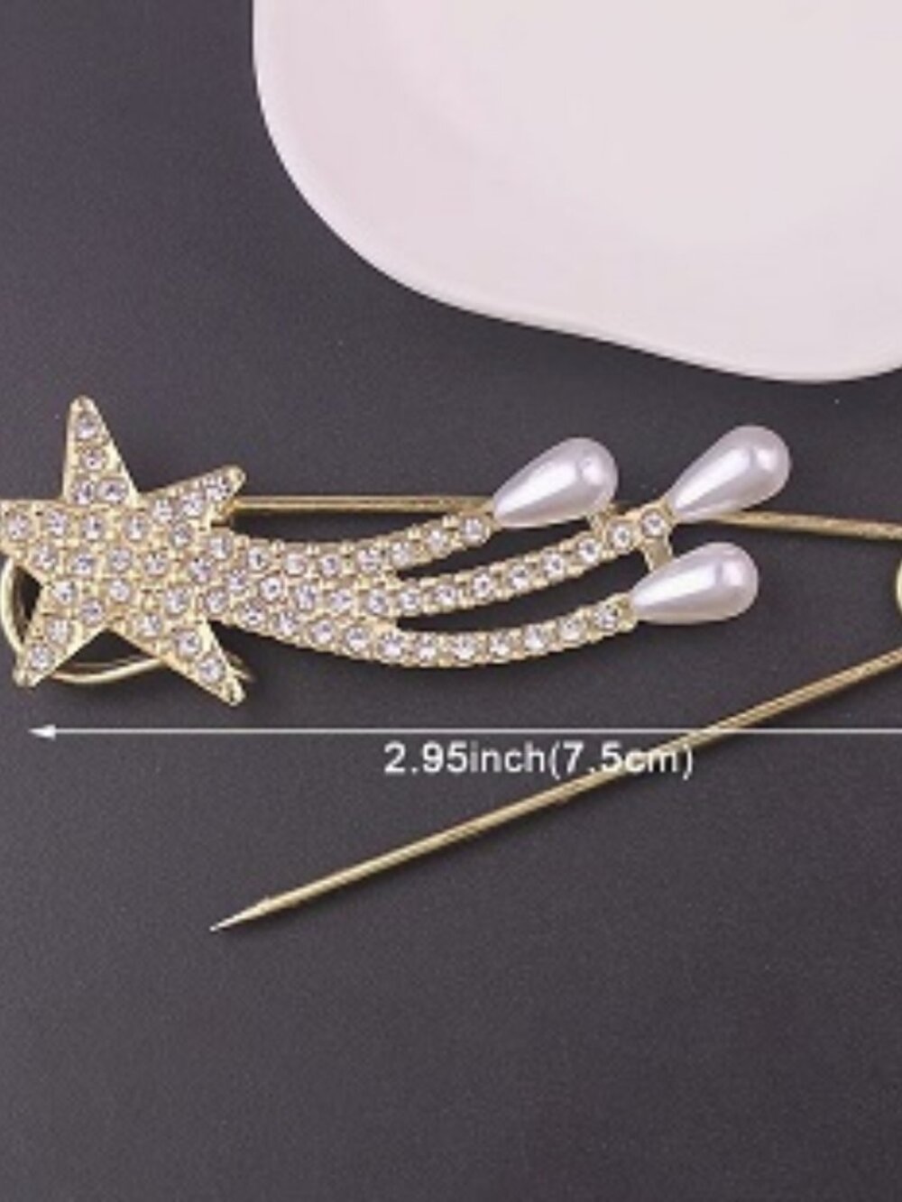 Brooch / Lapel Pin ~ Shooting Star Crystals & Pearls DP-1631
